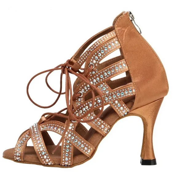 Casual Sandals Collection Dance Shoes Rhinestone Tan Salsa Bachata Mambo Dancing Shoes