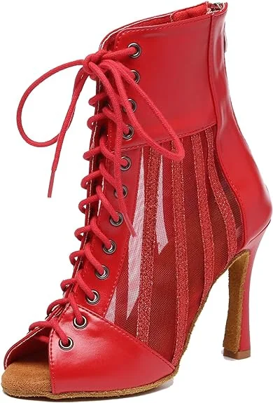 Summer Sports Shoes Dance Boots Red Sexy Salsa Bachata Heels Dancer Boots