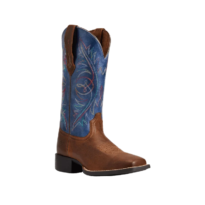 Durable Work Boots Ariat Women's Round Up Wide Sassy Brown Square Toe Boot