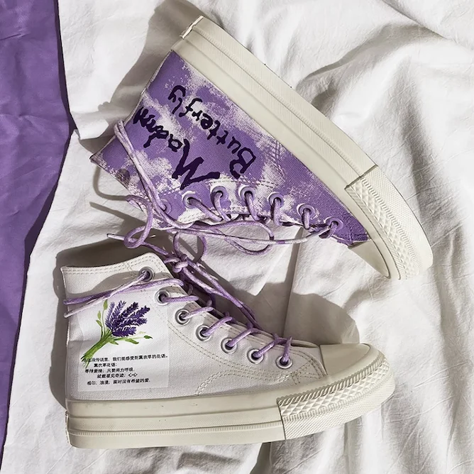 Athletic Shoes Online Harajuku Aesthetics Lavender High-Top Canvas Shoes