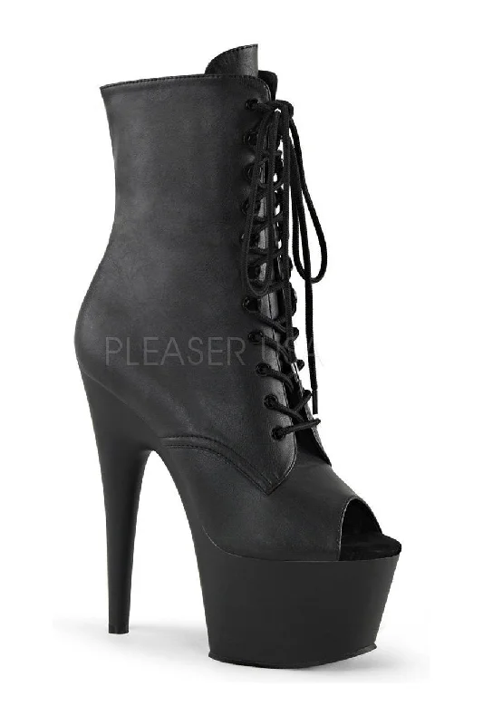 Comfortable Formal Footwear ADORE-1021 Platform Boot  | Black Faux Leather