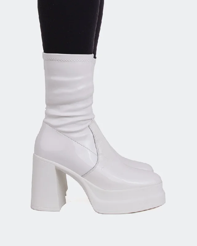 Stylish Boots For Work Marsala White Patent