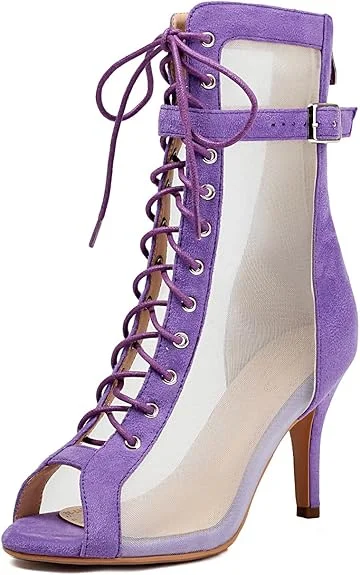 Formal Wedding Shoes Heels Dance Shoes Purple Dance Booties