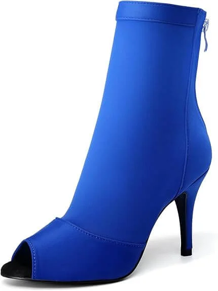 Winter Boots Sale Blue Lycra Dance Boots Stiletto Dance Heels