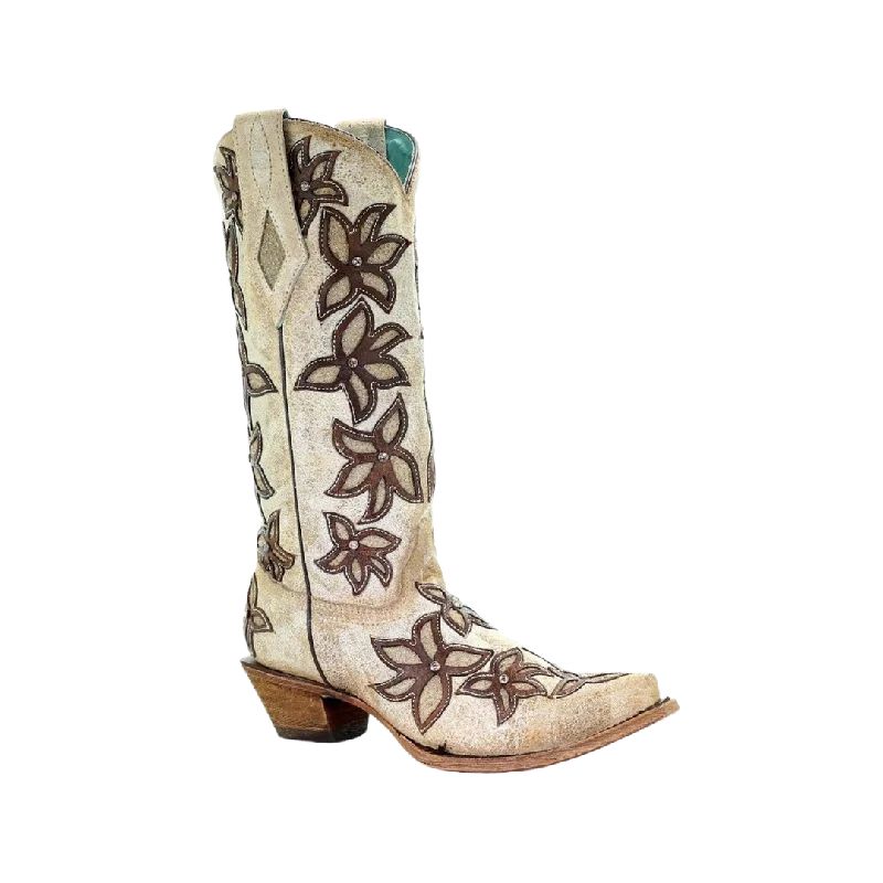 Formal Wedding Shoes Corral Boots Women's Bone Overlay Boots