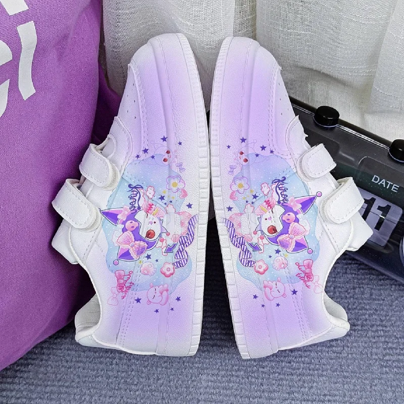 Stylish High Heels “Dream” Cartoon Print Student Sneakers Kids Size with Velcro Fastener