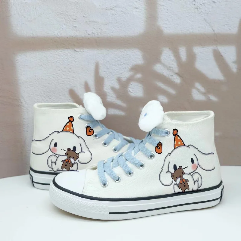 High Quality Sneakers Womens Cute Kawaii Dog Student High Top Canvas