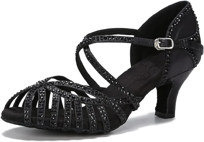 Luxury Sneakers For Sale Sparkly Dance Shoes Black Rhinestone for Salsa Latin Bachata Dance