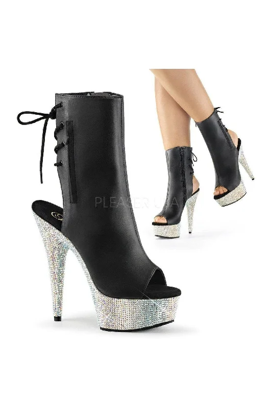 Best Formal Shoes Online BEJEWELED-1018DM-6 Platform Boot  | Black Faux Leather