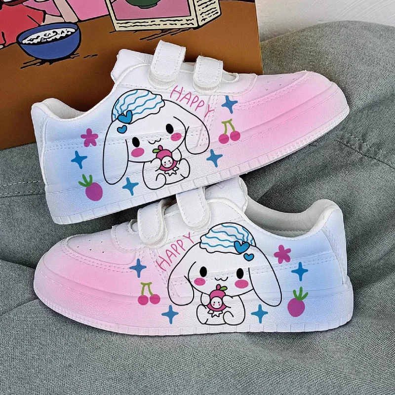 Comfortable Slippers For Home “HAPPY” Cartoon Print Student Sneakers Kids Size with Velcro Fastener