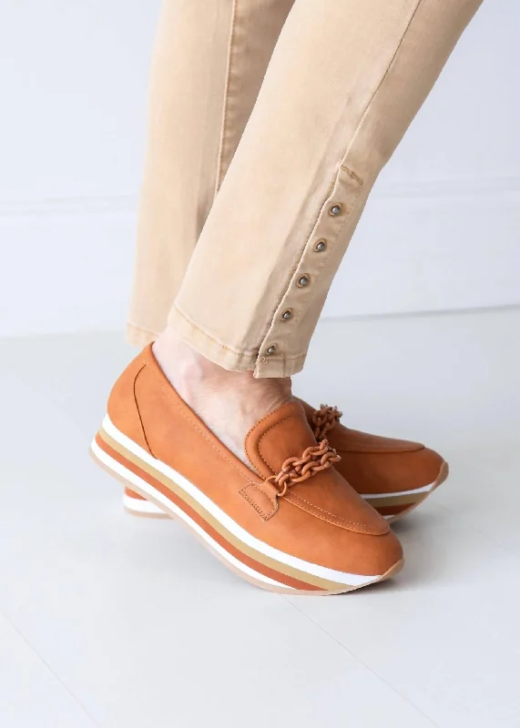 Comfortable Dress Shoes Carleen Platform Loafers In Cognac