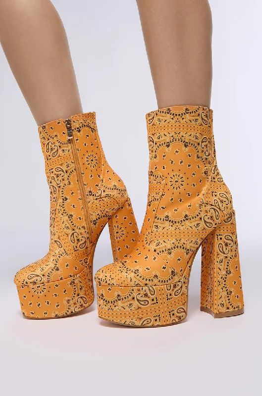 Formal Dress Footwear BORG PLATFORM BOOTIE IN YELLOW