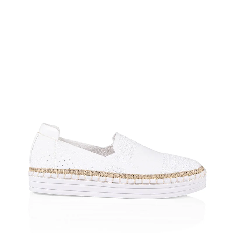 Comfortable Work Sneakers Queen Slip On Sneakers - White Knit