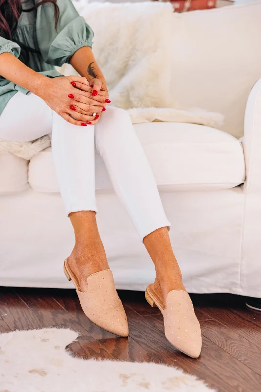 Eco-Friendly Sneakers Tell Me About It Nude Studded Flat Mules