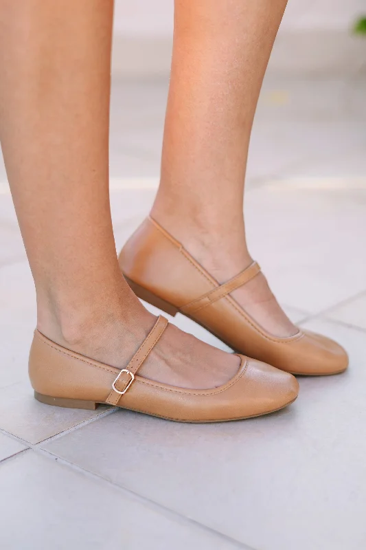 Trendy Lace-Up Shoes Faith In You Tan Mary Jane Flats