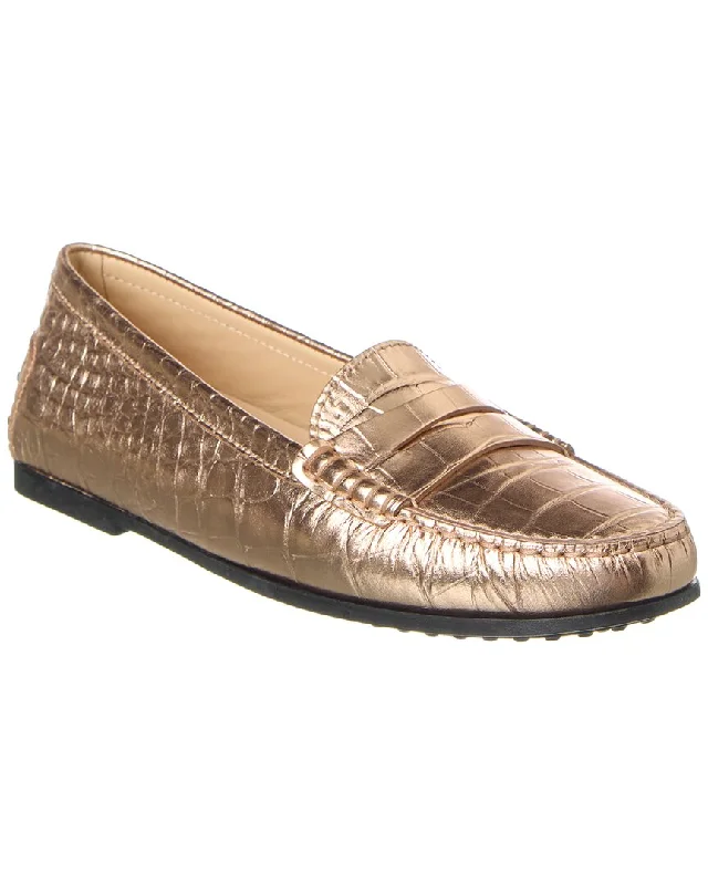 Lightweight Running Shoes TOD’s Gommino Croc-Embossed Leather Loafer