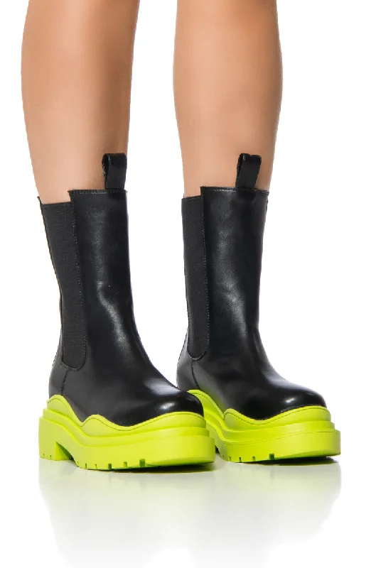 Affordable Running Shoes AZALEA WANG ONLY IN MY DREAMS FLATFORM BOOTIE IN LIME