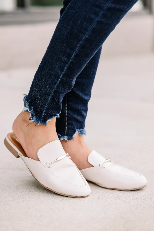 Best Running Sneakers Be Your Own Boss Ivory White Flat Mules