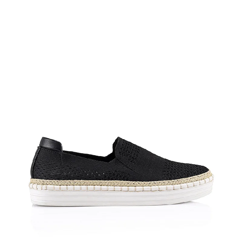 Best Running Footwear Queen Slip On Sneakers - Black Knit