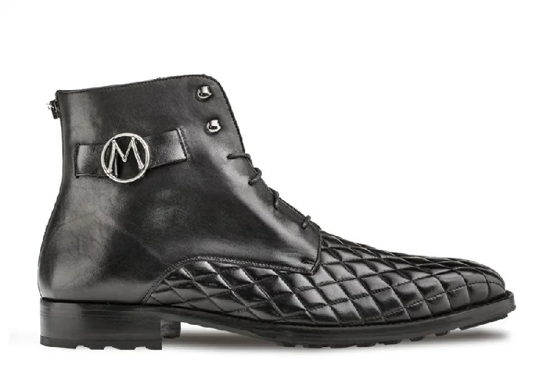 Slip-On Winter Shoes Mezlan Quilted Calfskin Lace-Up Boot Black