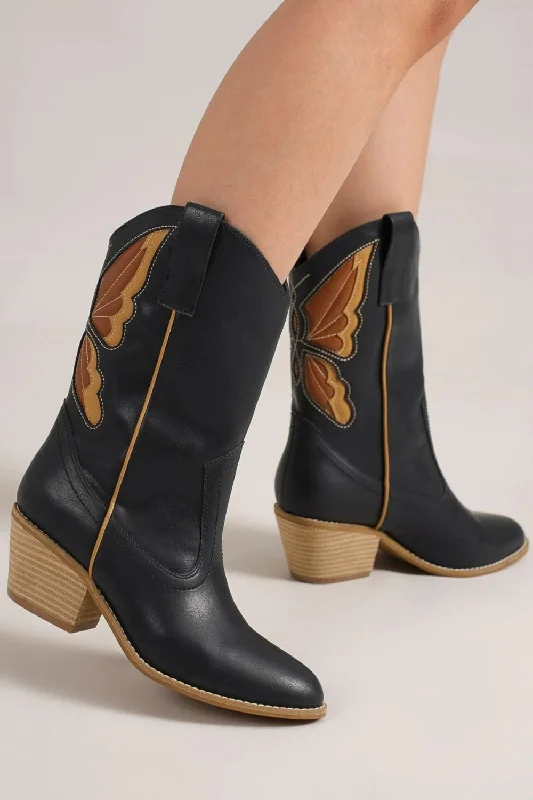 Vintage Boots Collection Beast Fashion Butterfly Cut Detail Point Toe Boots