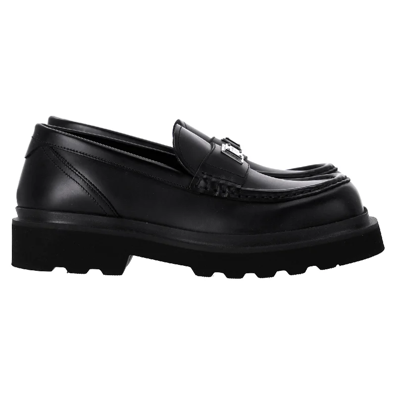 Cozy Winter Boots Dolce & Gabbana City Trek Logo Loafers in Black Leather