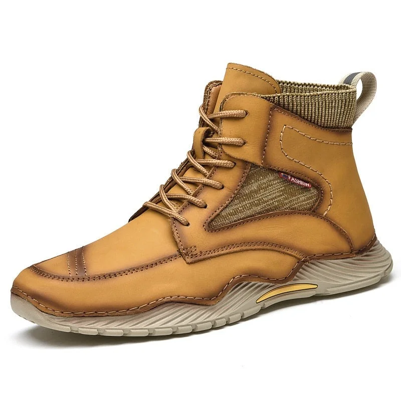 Best Running Sneakers West Louis™ Stylish Split Leather Outdoor Ankle Boots