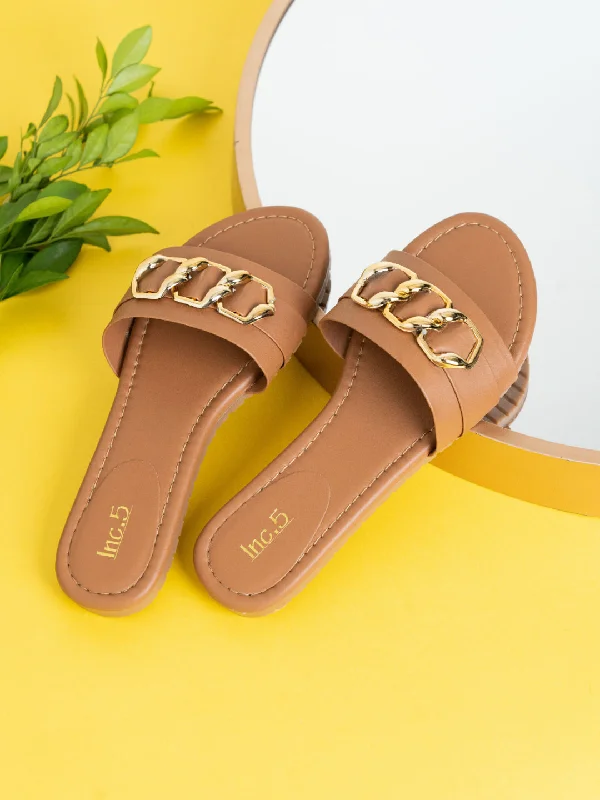 Comfortable Loafers For Work Womens Tan Casual Solid Open Toe Flats