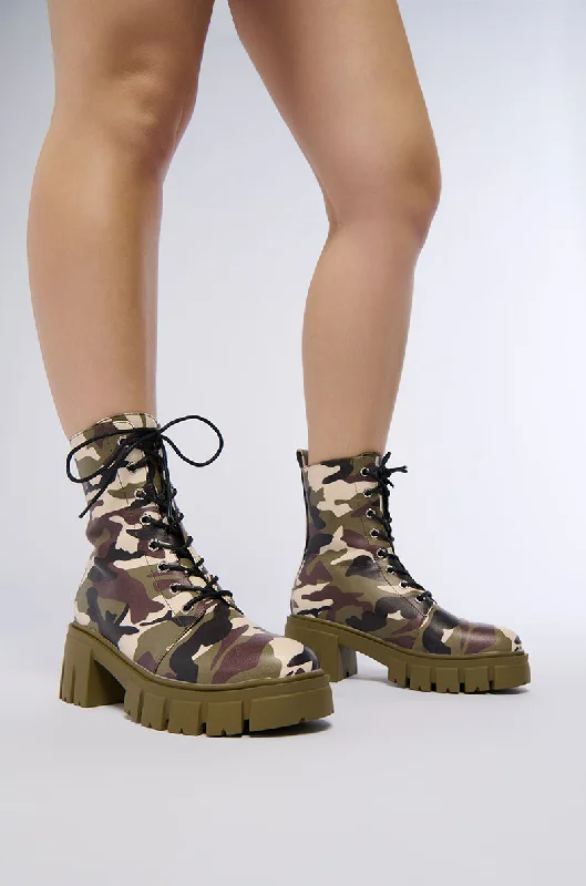 Formal Wedding Shoes AZALEA WANG SAYONA CAMO COMBAT BOOTIE