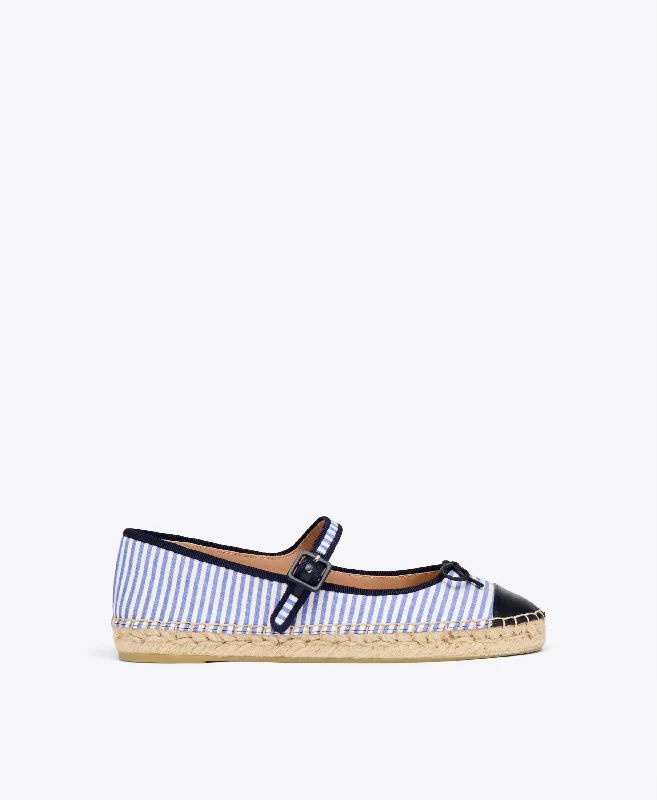 Eco-Friendly Sneakers Saffron Navy Striped Cotton Flat Pumps