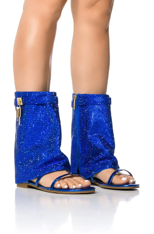 Waterproof Snow Boots CAPE ROBBIN SHES DIFFERENT RHINESTONE SHEATH SANDAL IN BLUE