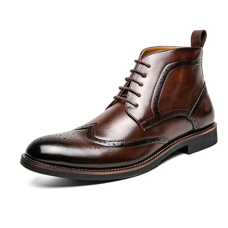 Trendy Casual Shoes West Louis™ Italian Style Vintage Brogue Leather Ankle Boots