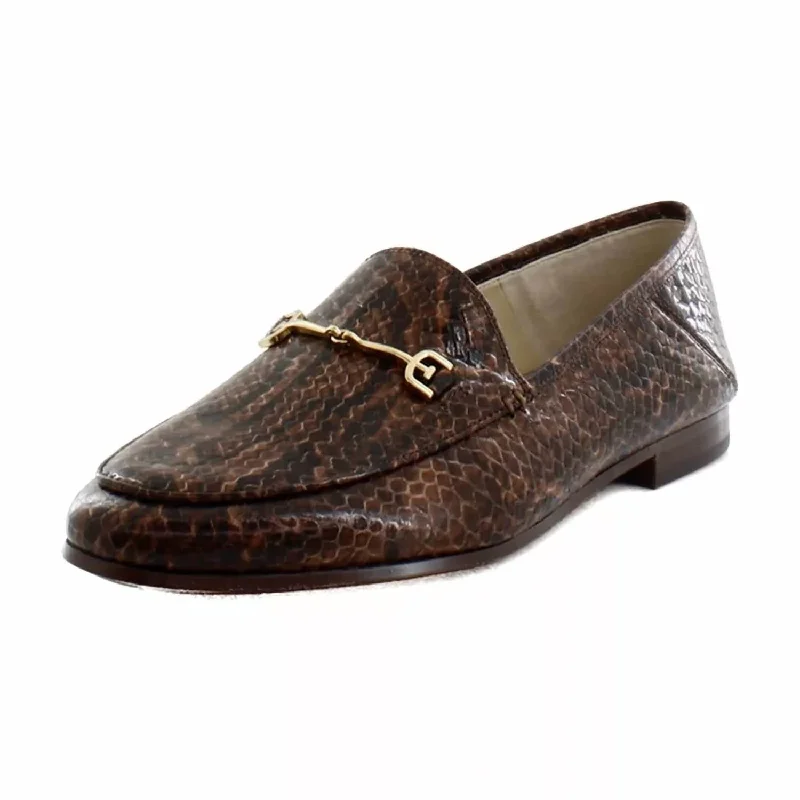 Leather Sneakers For Sale Women's Loraine Loafers In Brown Snake Print Leather