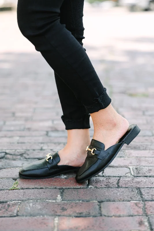 Black Dress Shoes Feeling Connected Black Loafer Mules