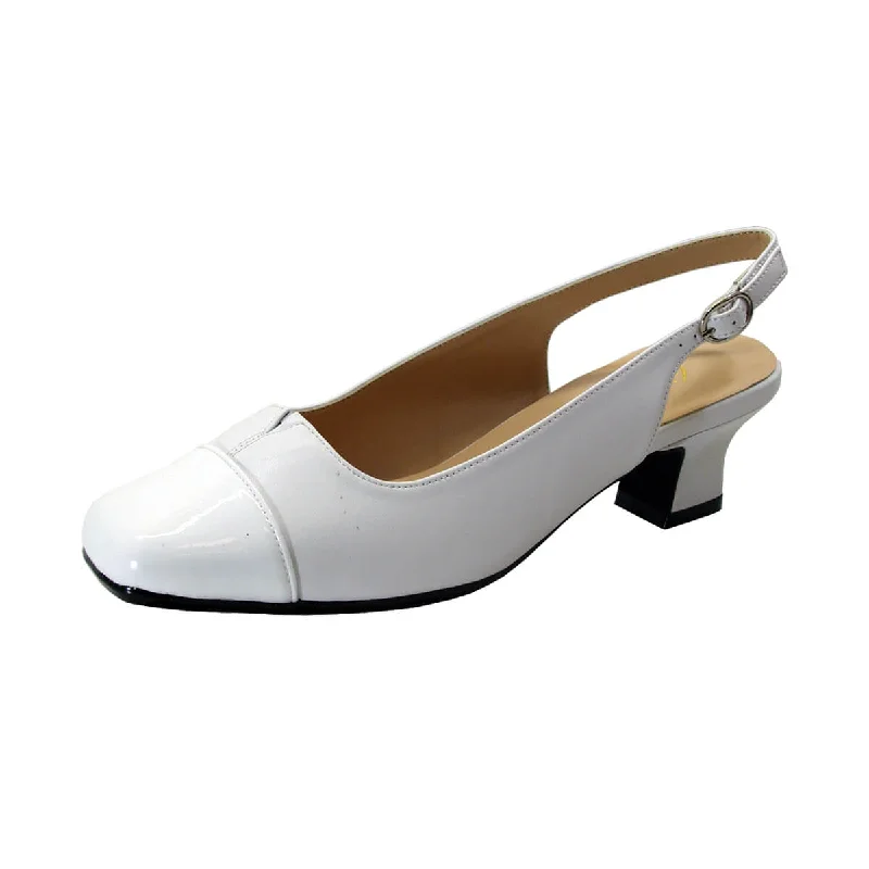 Comfortable Heeled Shoes PEERAGE Luciana Women's Wide Width Leather Slingback Pumps