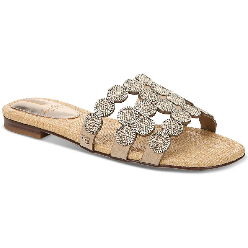 Leather Casual Shoes Sam Edelman Womens Bay Marche Faux Leather Embellished Slide Sandals