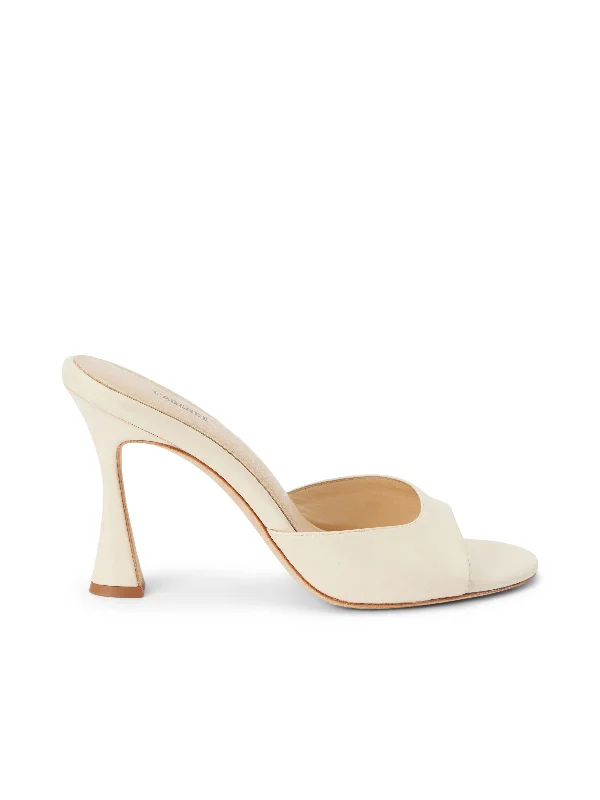 Comfortable Heeled Shoes Avery Leather Peep-Toe Mule