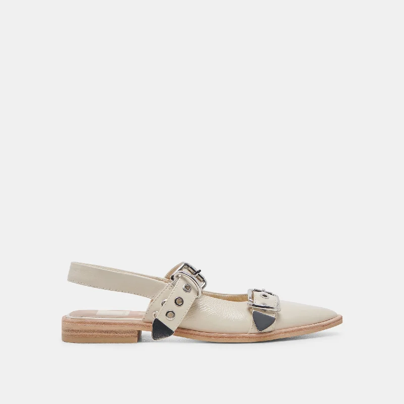 LABELL FLATS IVORY CRINKLE PATENT