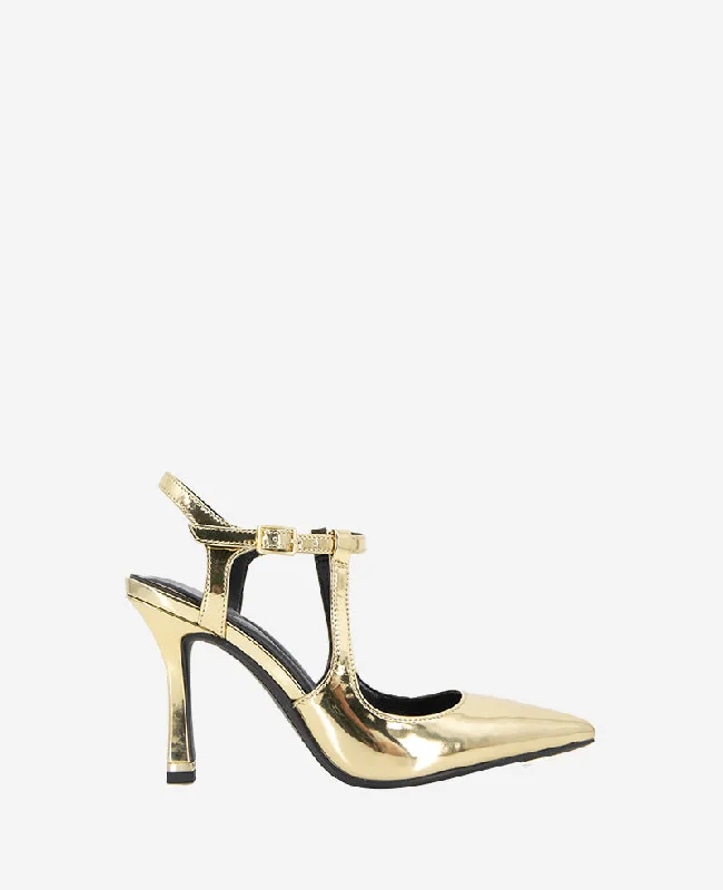 Romi Metallic Ankle Heel Slingback