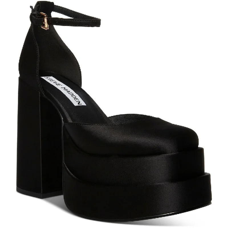 Vintage Sneakers Collection Steve Madden Charlize Women's Satin Platform Chunky Block Heel Pumps