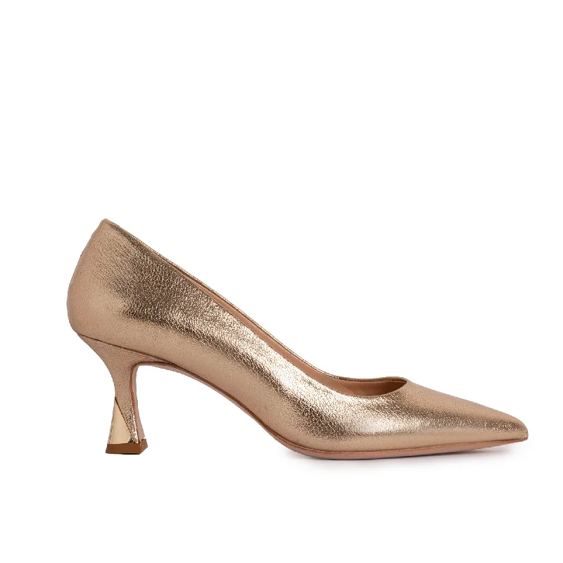 Fashionable Summer Shoes The Brunello Gold Leather Pump Women Shoe