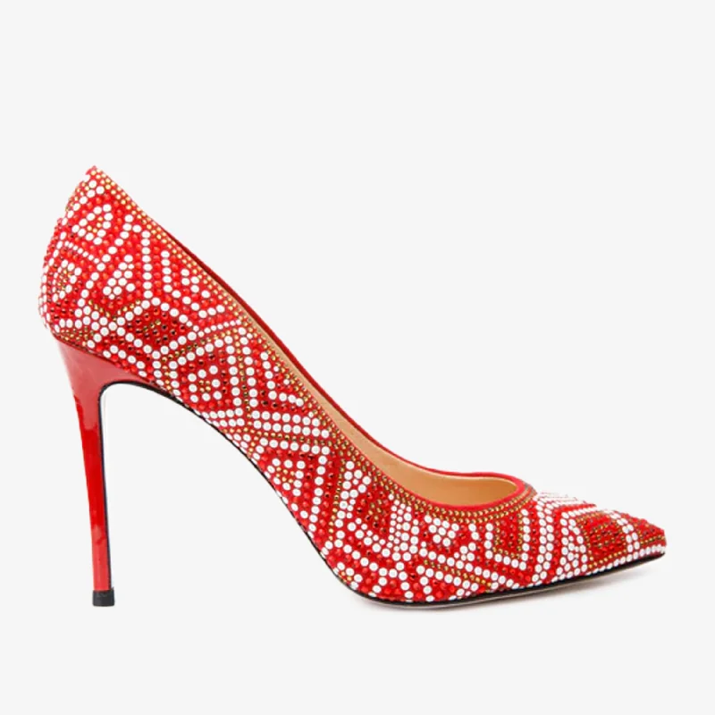 Stylish Winter Footwear The Nampula Red Glitter Leather Pump Women Shoe