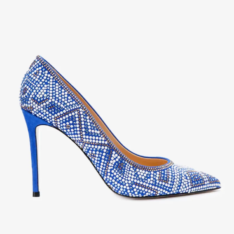 Casual Sandals Collection The Nampula Sax Blue Glitter Leather Pump Women Shoe