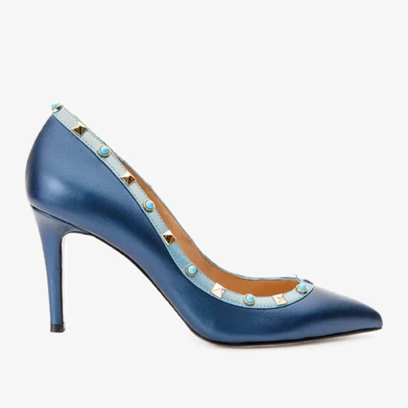 Running Shoes For Sale The Tikapur Blue Leather Pump Women Shoe