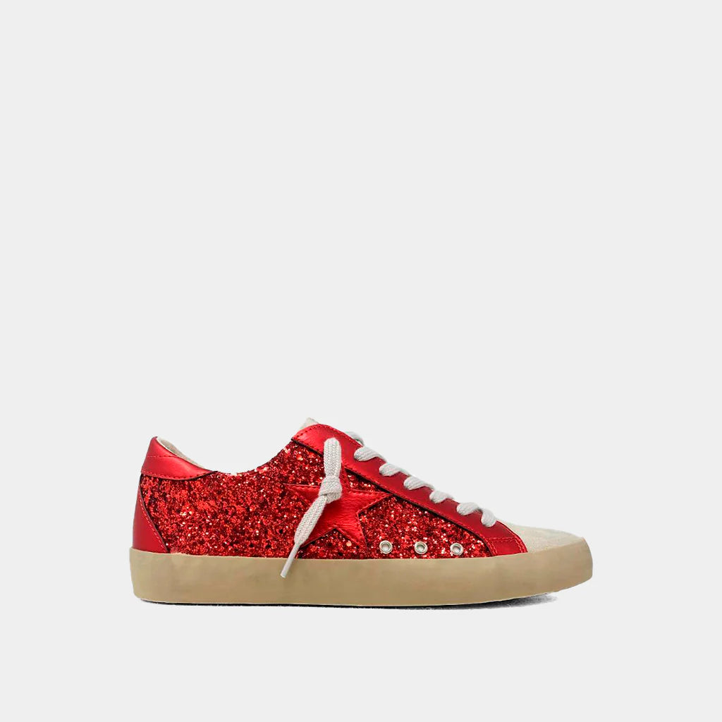 Sporty Running Shoes Shu Shop Paula Red Glitter Sneakers