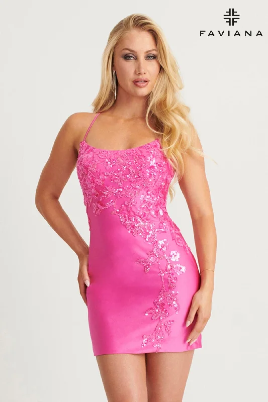 Formal Attire Scoop Neck Dress With Sequin Appliqué | 11116