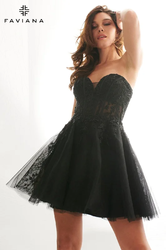 Chiffon Dress Tulle & Lace Short Corset Dress With A-Line Skirt | 11120