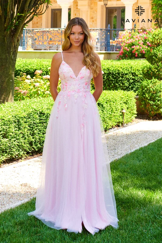 Fringe Gown Pastel Tulle V-Neck Gown With Beaded Bodice | 11232