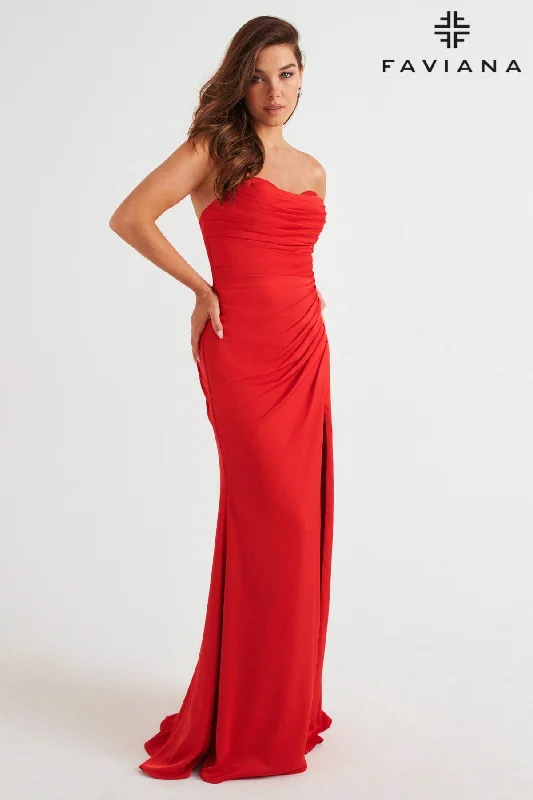 High-Low Dress Long Evening Dress With Sweetheart Neckline and Pleating Detail | 11268 High-Low Dress Long Evening Dress With Sweetheart Neckline and Pleating Detail | 11268