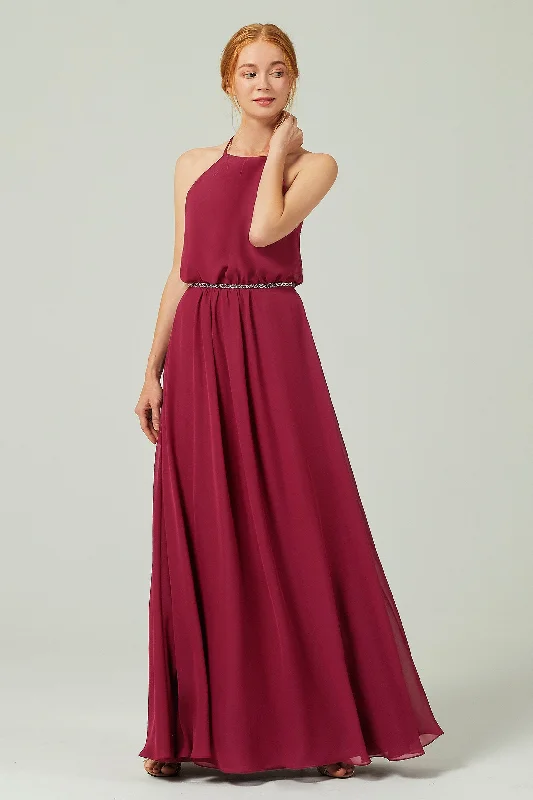 Organza Dress A-Line Floor Length Chiffon Bridesmaid Dress CB0292